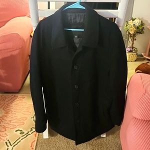 STRUCTURE BLACK WOOL BLEND COAT